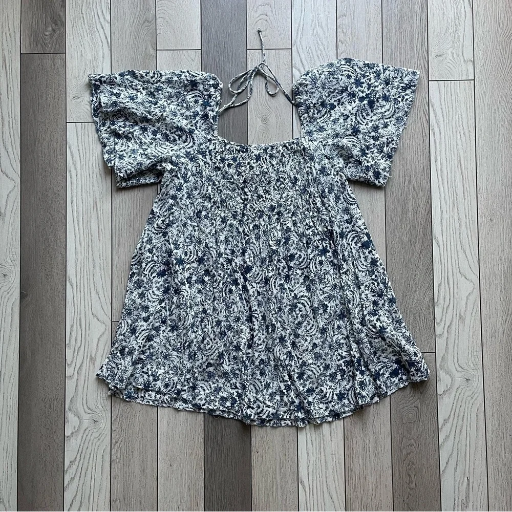 Free People Black and White Floral Blouse